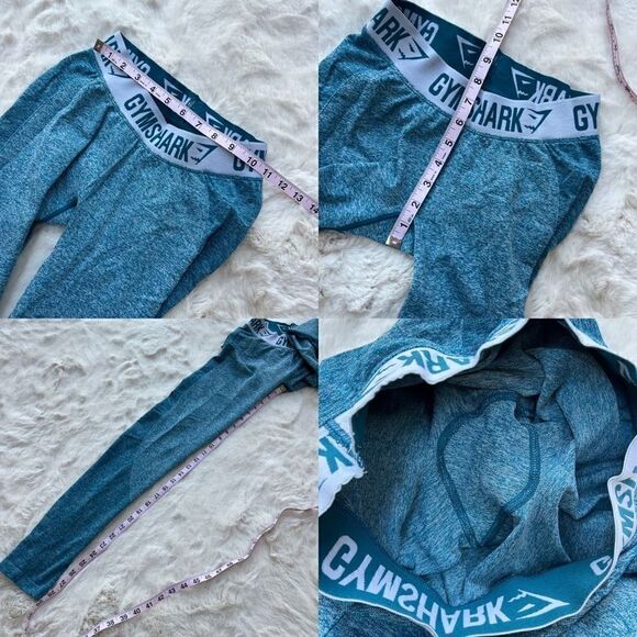 Gymshark Flex Seamless Leggings Workout Tights Heathered Blue Teal size S - Picture 11 of 15